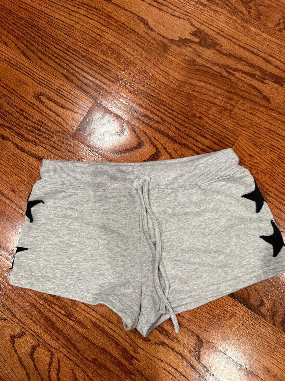 SHEIN Gray Drawstring Shorts with Black Star Accents